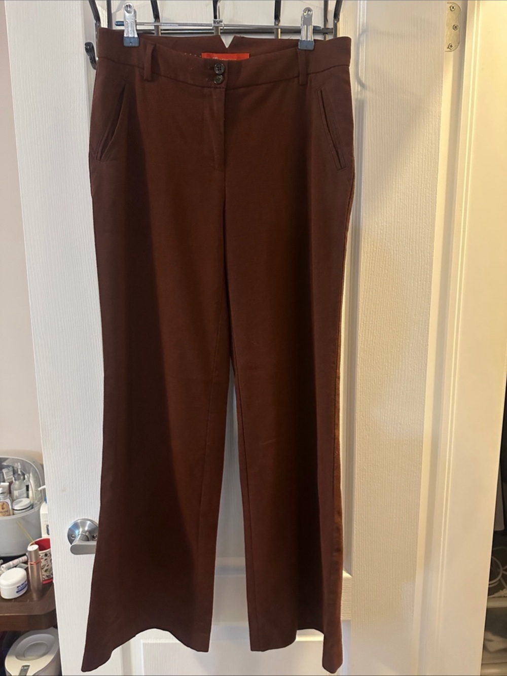 Cantonnier Maroon Wool-blend Straight-Leg Trousers